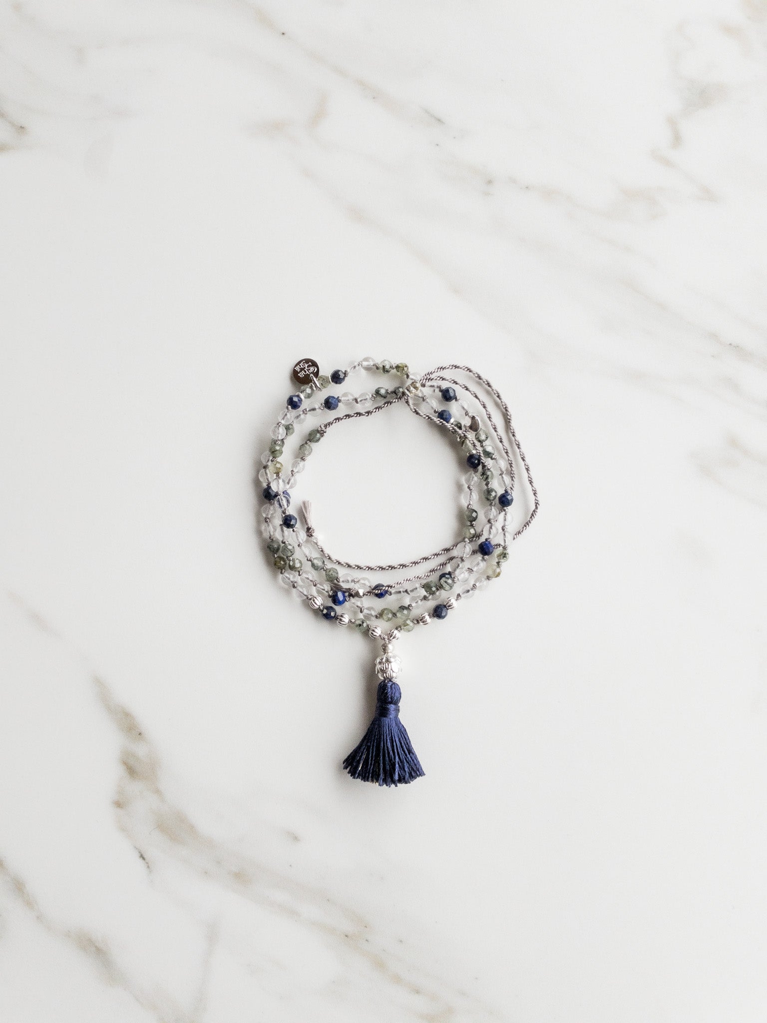 « Roots » Mini Japamala - Prehnite, Clear Quartz, Lapis Lazuli / ShaSha Jewelry