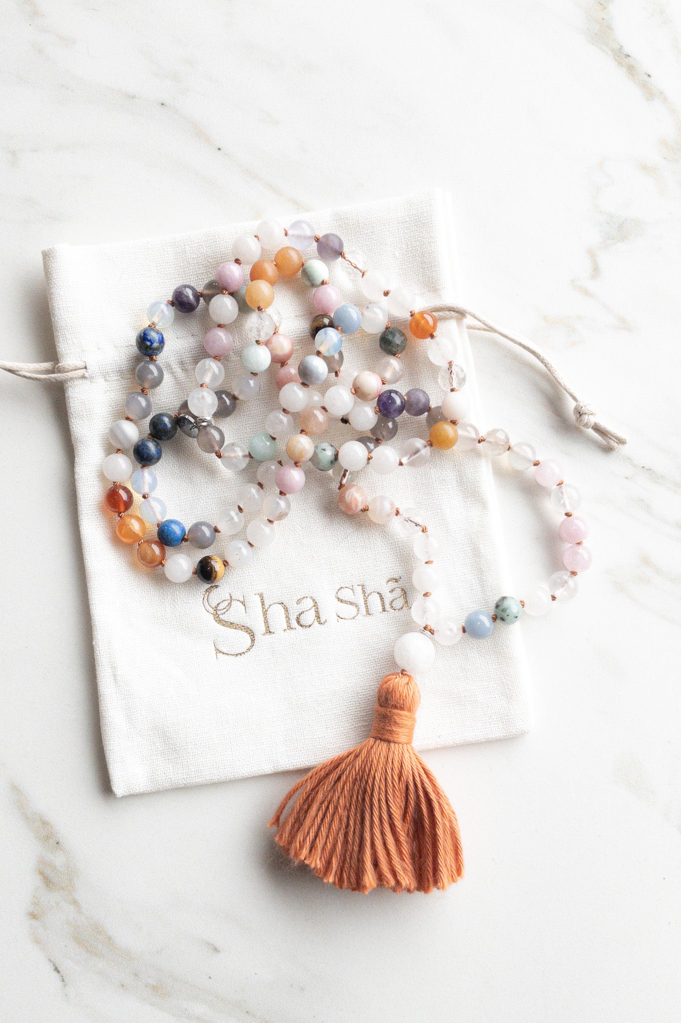 Cristal Flow Mala 108 beads - OceanEyes Collection - shashā hand knotted jewellery