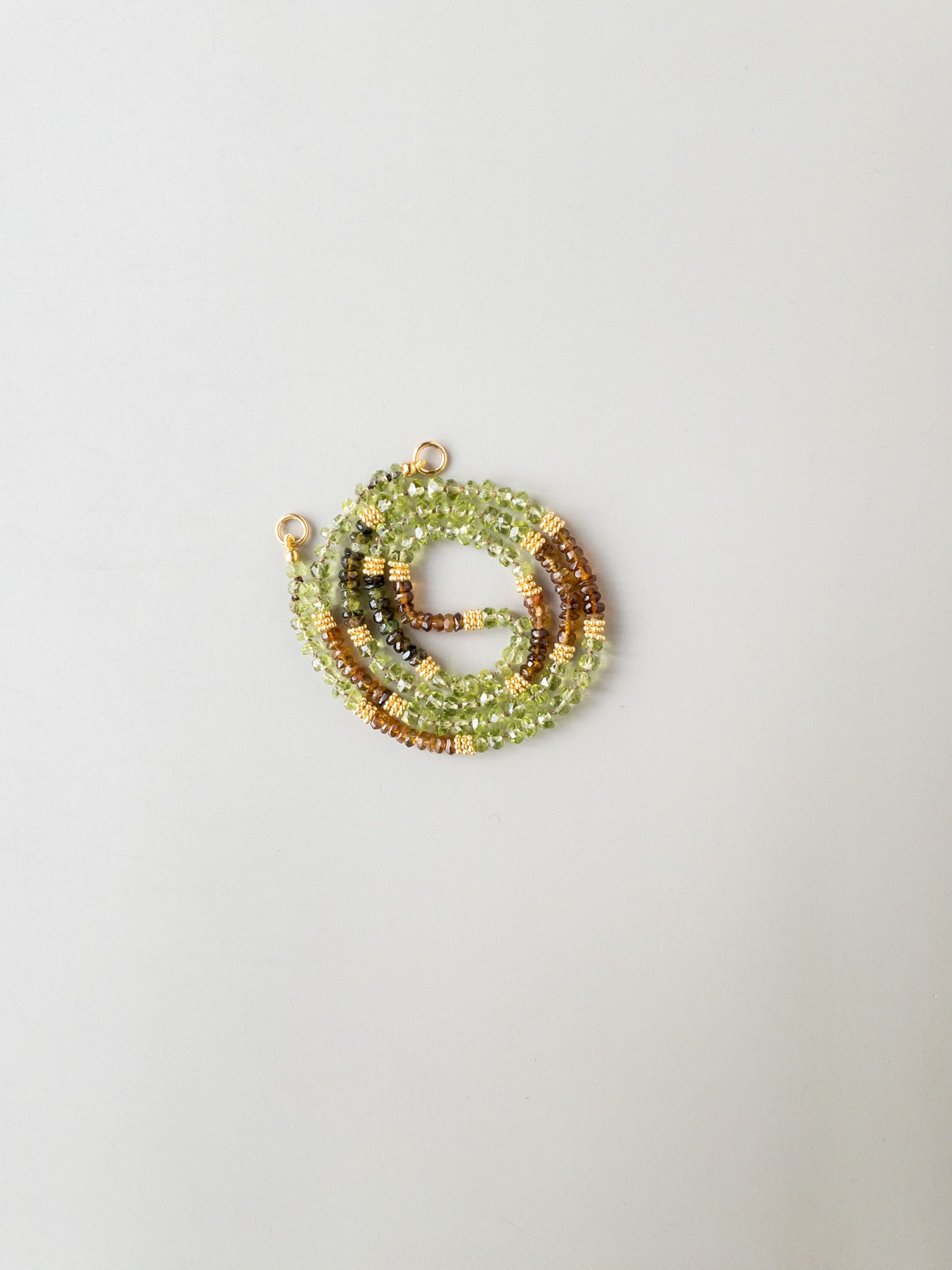 Peridot & Petro tourmaline Sana Necklace - DIVYA Sacred Symbols - ShaSha handknotted jewelry