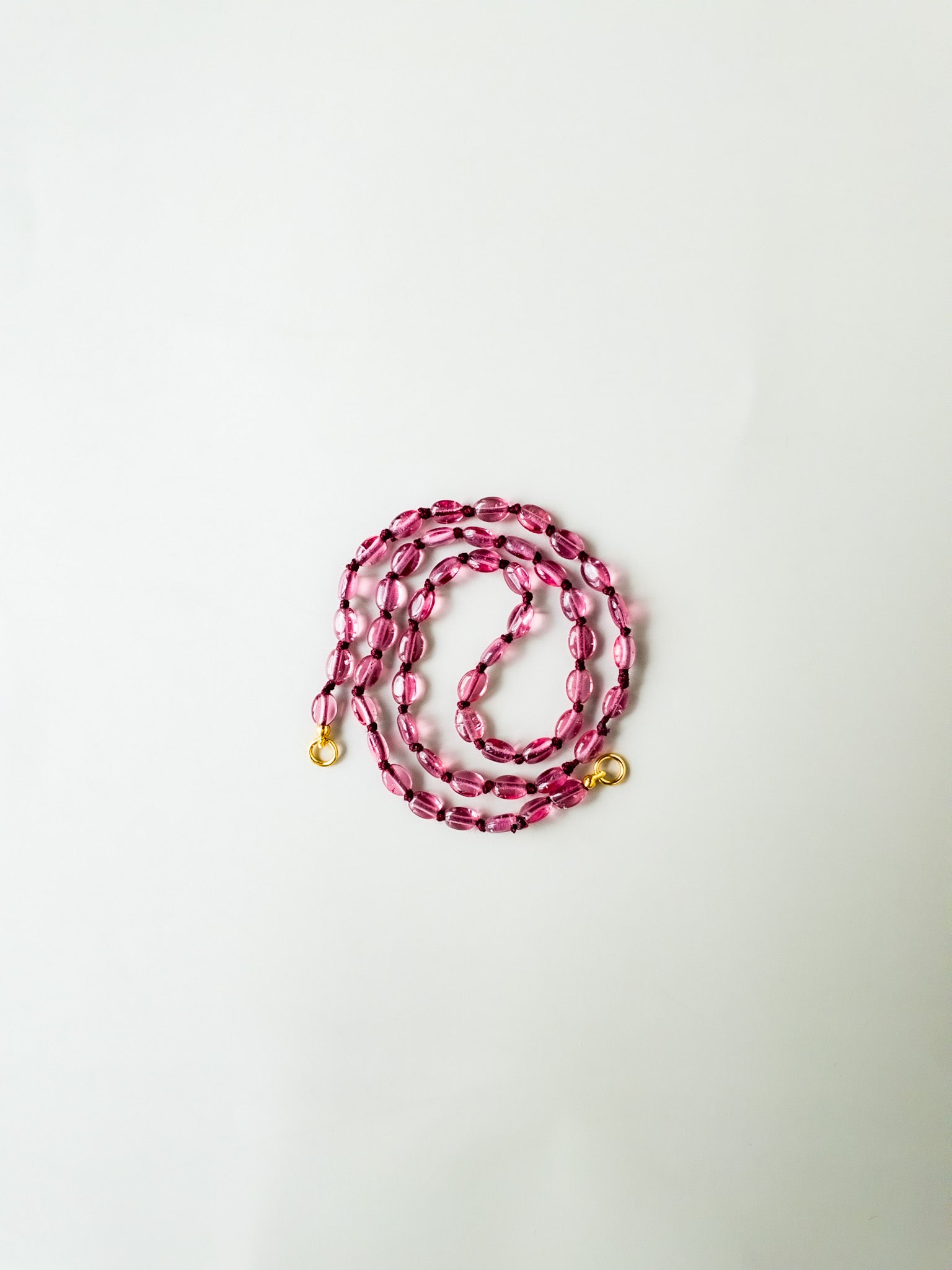 Rubellite Sana Necklace - Divya Sacred Symbols - handknotted jewelry - ShaSha india inspired jewelry