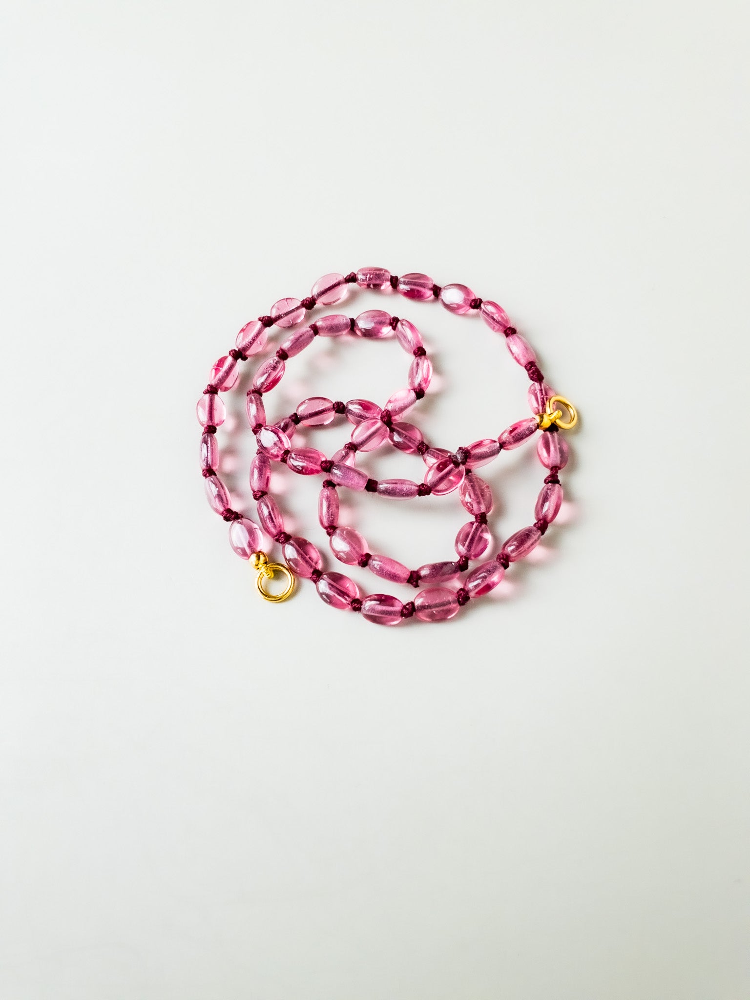 Rubellite Sana Necklace - Divya Sacred Symbols - handknotted jewelry - ShaSha india inspired jewelry