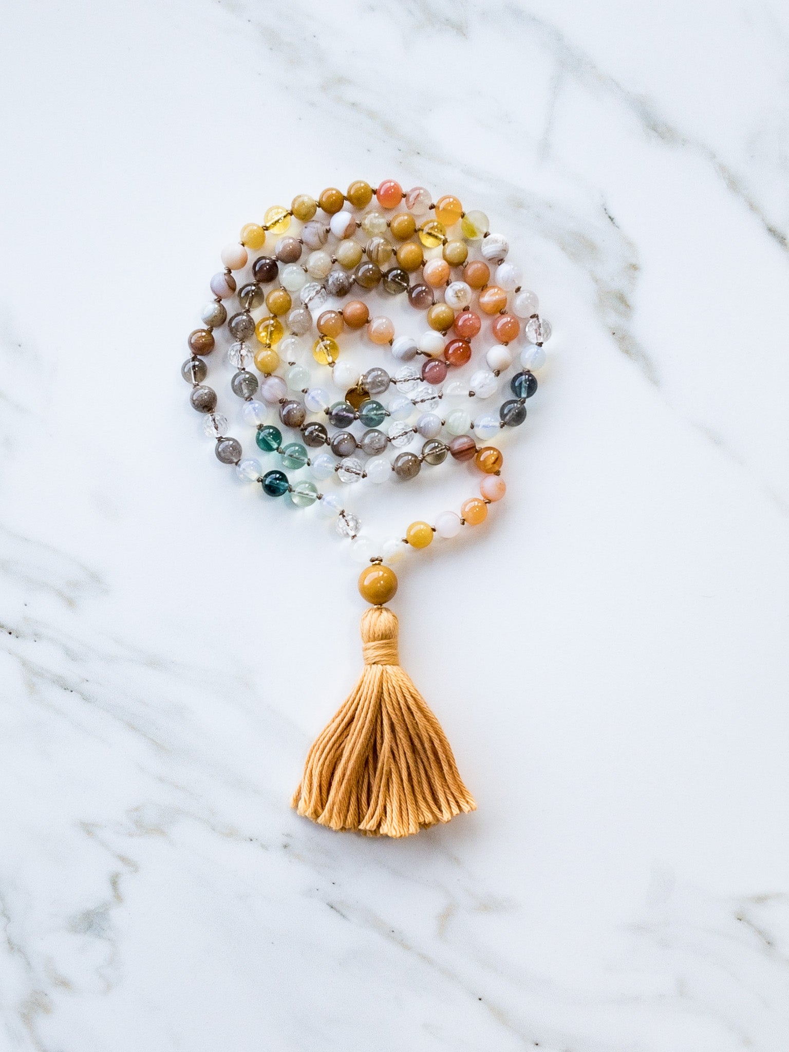 Golden Drift Mala 108 beads - OceanEyes Collection - ShaSha Mindfulness and Yoga Jewellery Switzerland