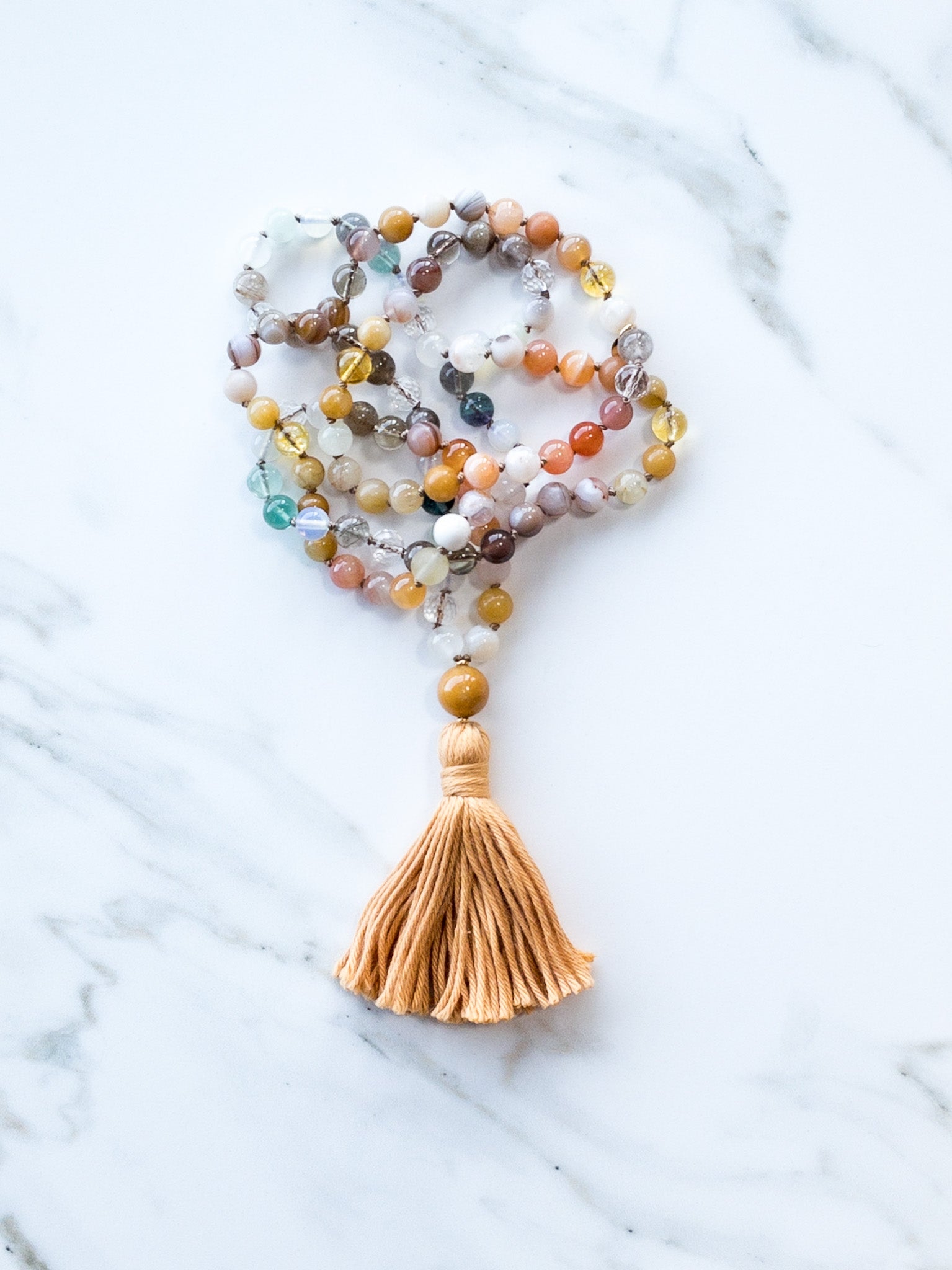 Golden Drift Mala 108 beads - OceanEyes Collection - ShaSha Yoga Jewellery Switzerland