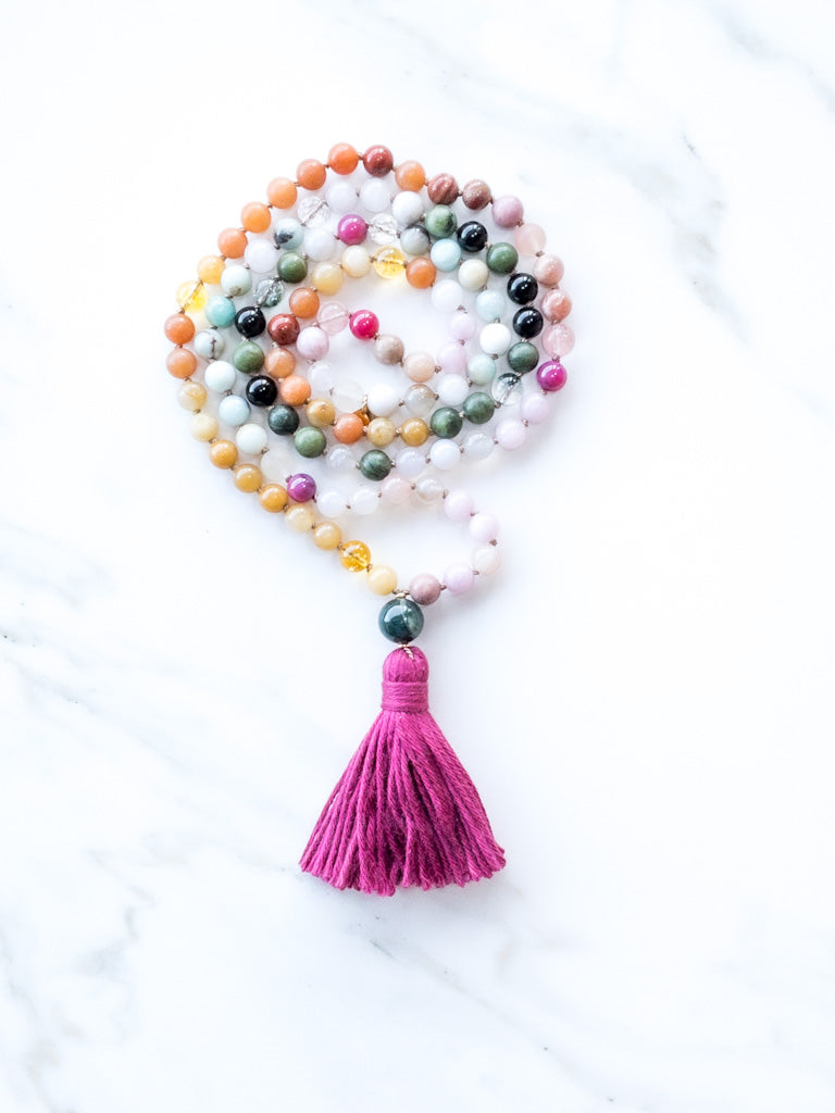 Full alignment Flow Mala - OceanEyes Collection - Gemstone Japamala - ShaSha Yoga Jewelry