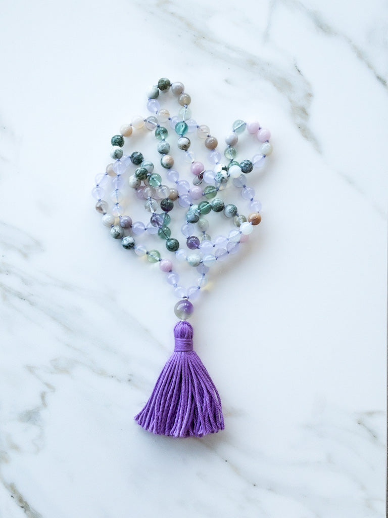 Blossom within flow Mala - OceanEyes Collection - ShaSha Meditation Jewellery