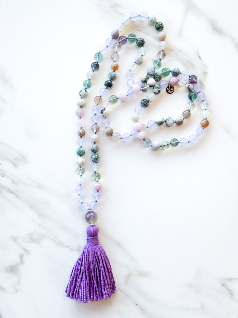 Blossom within flow Mala - OceanEyes Collection - ShaSha Meditation Jewellery - Yoga Jewelry - handmade in Switzerland