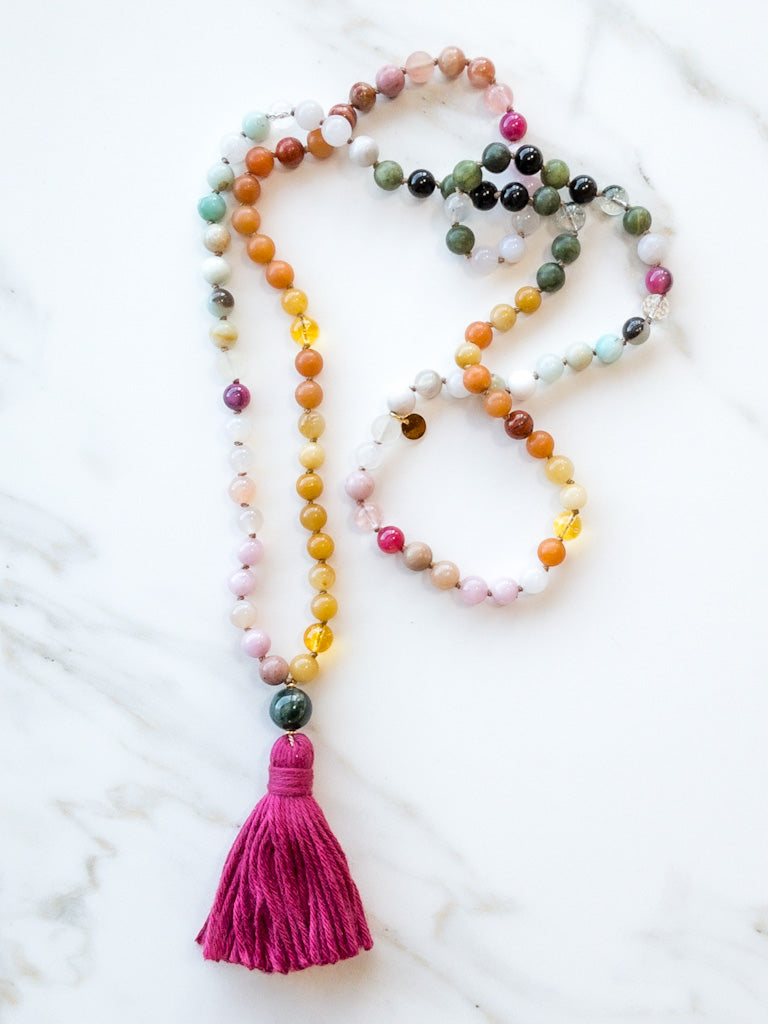 Full alignment Flow Mala 108 beads - OceanEyes Collection - Gemstone Japamala - ShaSha Yoga and meditation Jewelry