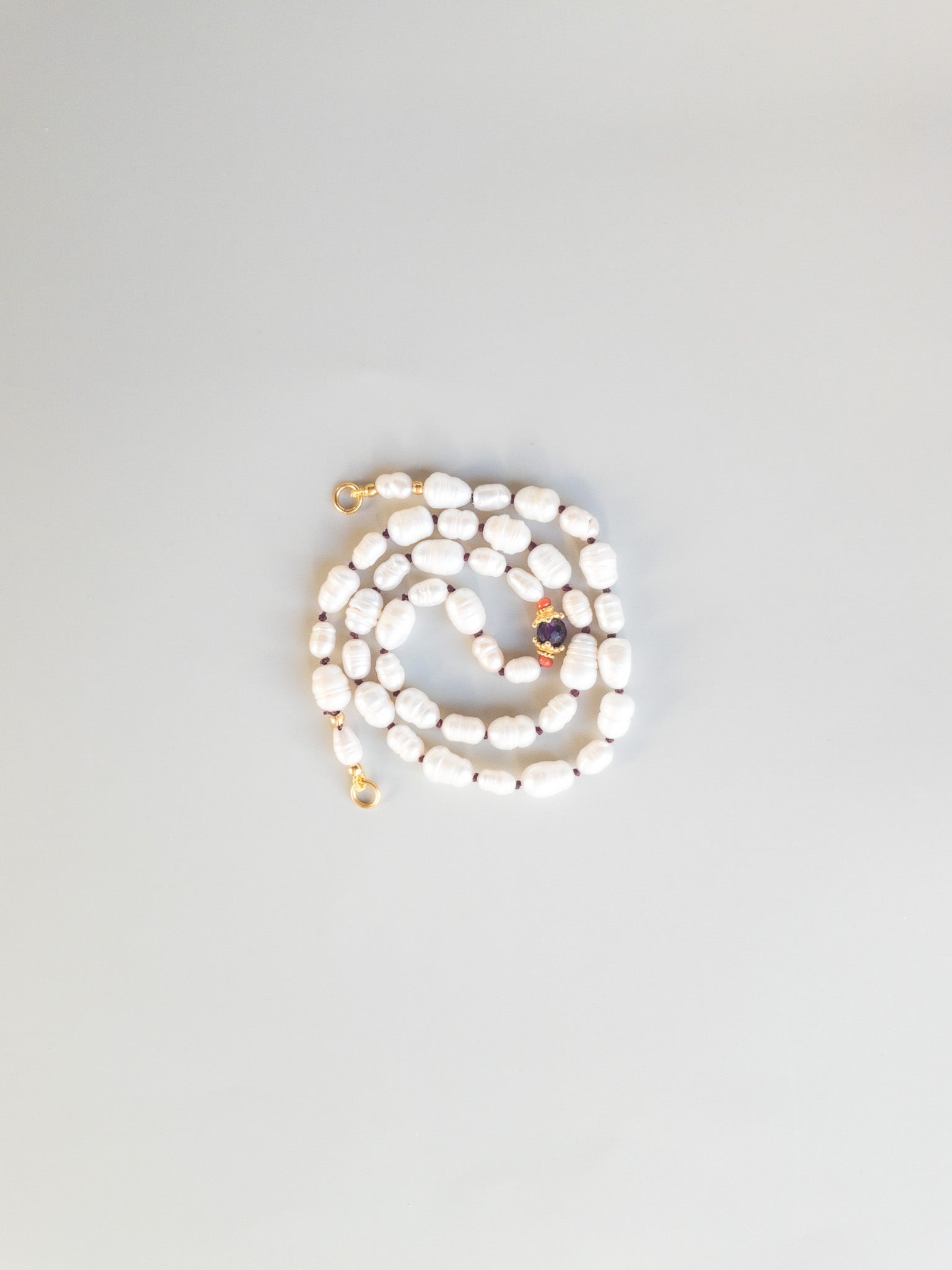 Sana Necklace - Freshwater Pearls & Amethyst - ShaSha india inspired jewelry