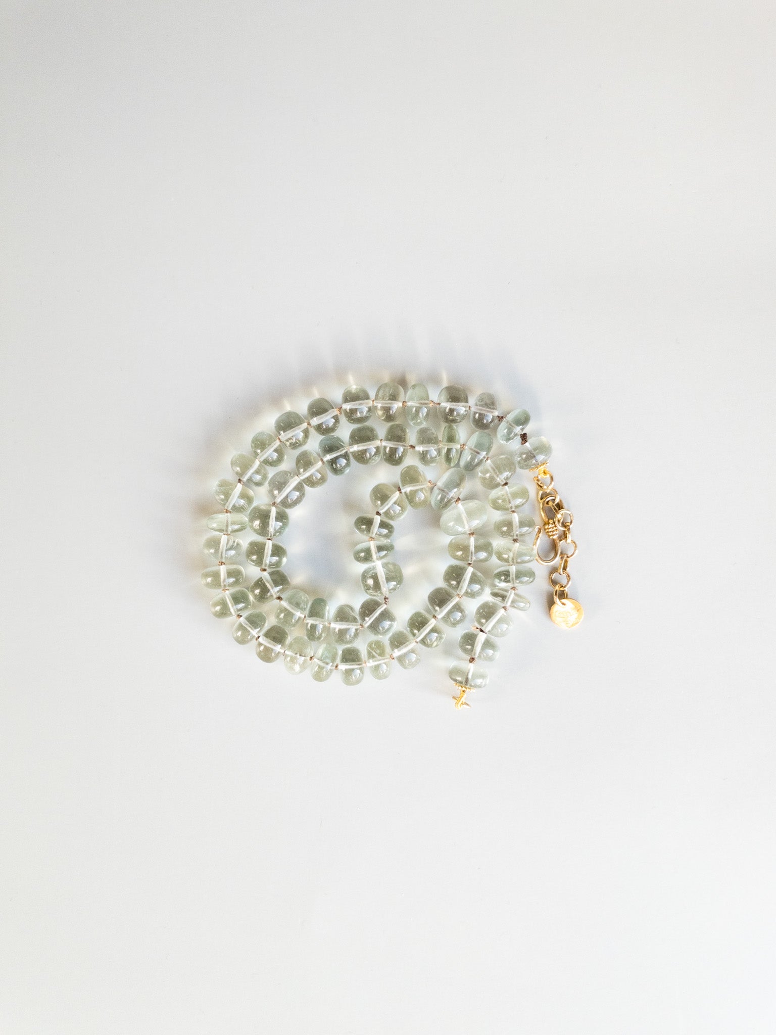 Sana Necklace - Prasiolite (Green Amethyst) hand knotted necklace - DIVYA collection - ShaSha jewelry Switzerland