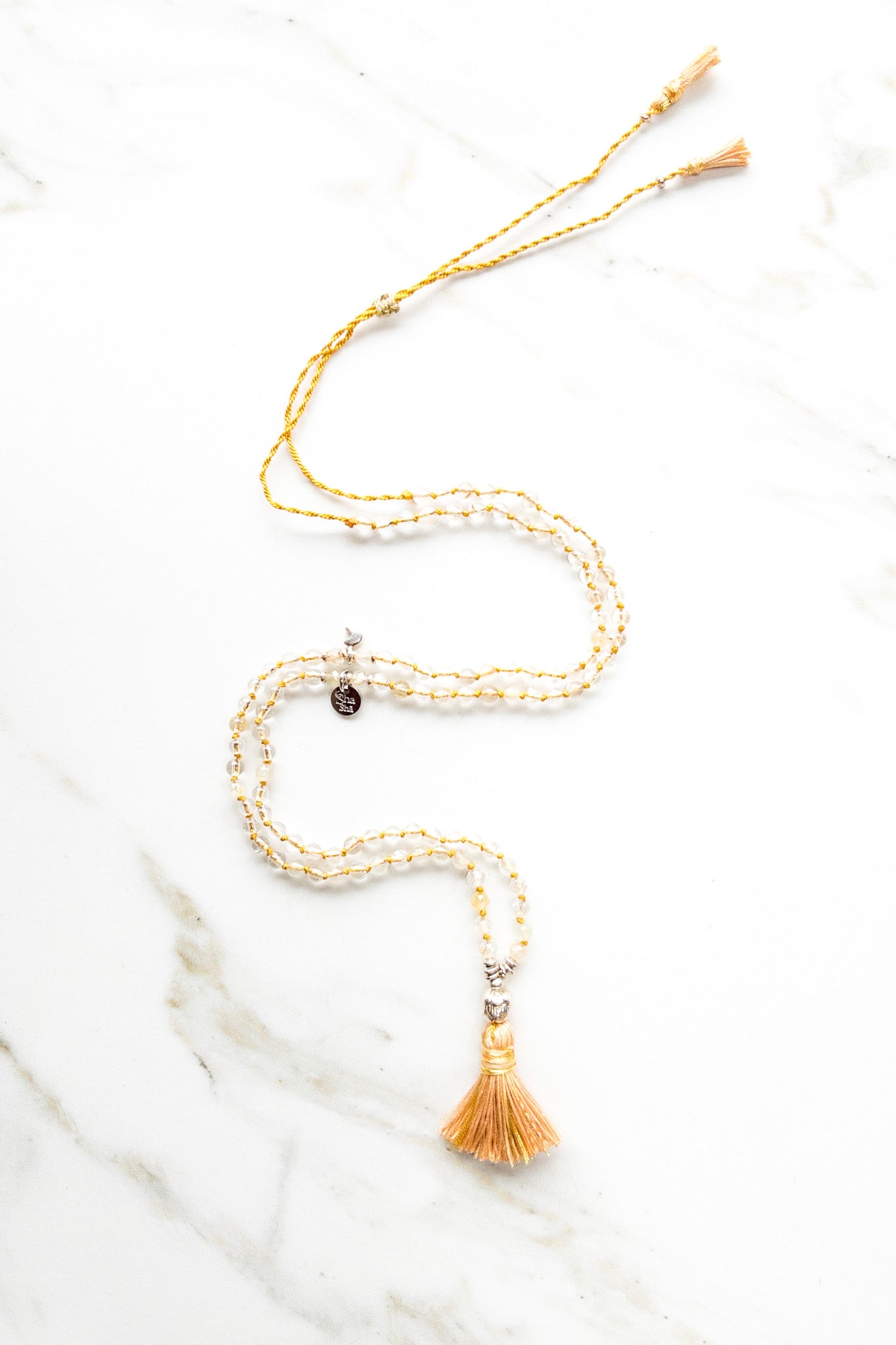 ShaSha "Roots" mini Mala 108 - Smooth Yellow Topaz - yoga inspired jewellery