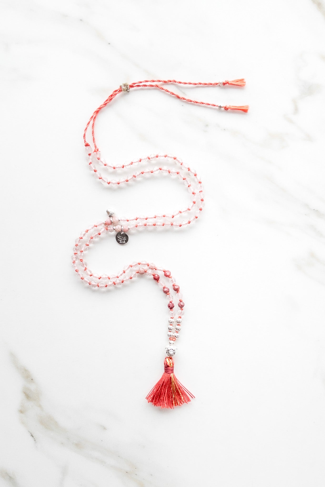 Shashā « Roots » Mini Mala 108 - Clear Quartz & Thulite - shop online beaded jewellery