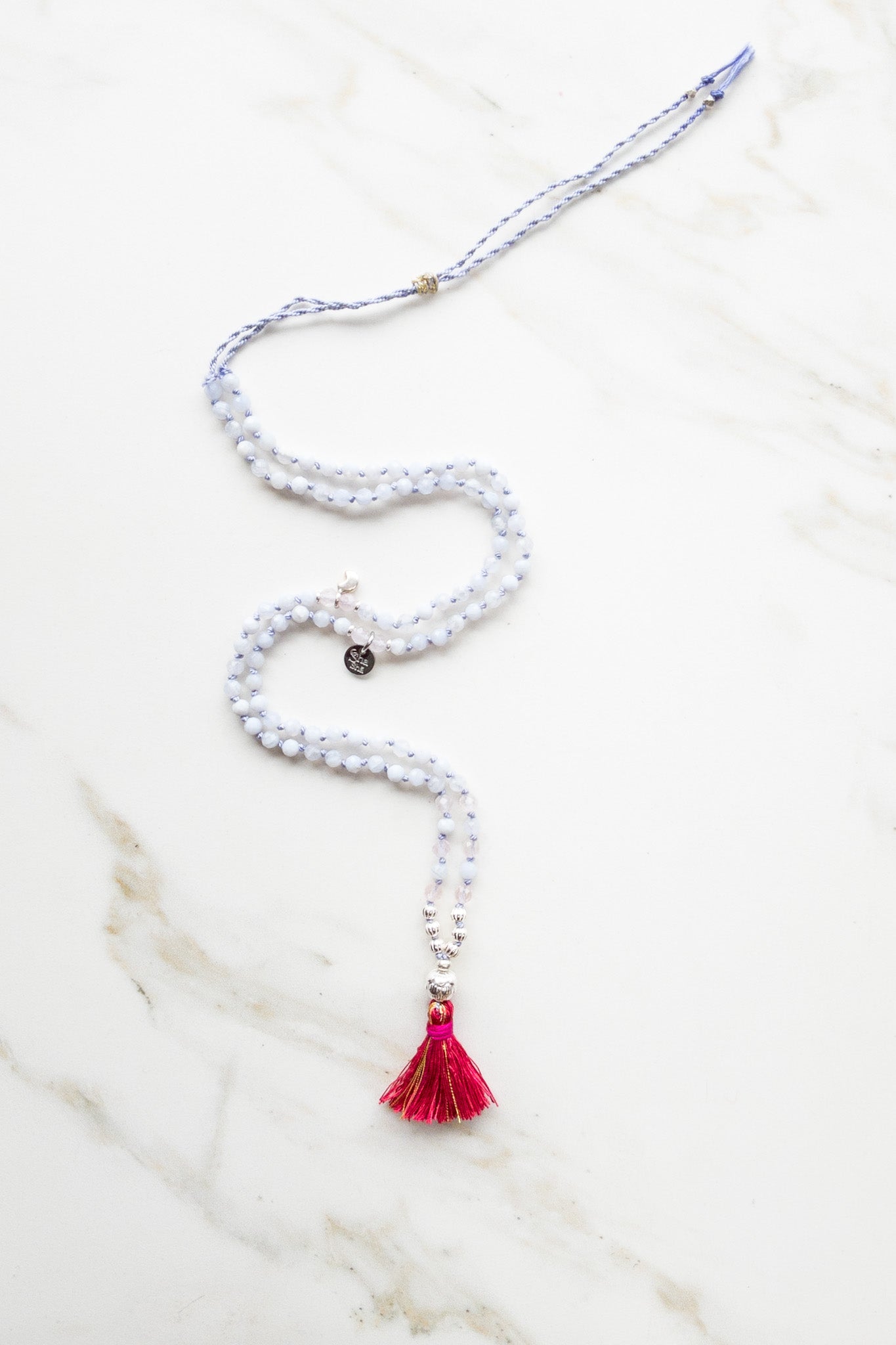 Shashā « Roots » Mini Mala 108 - Agate Lace & Morganite - meditation jewellery