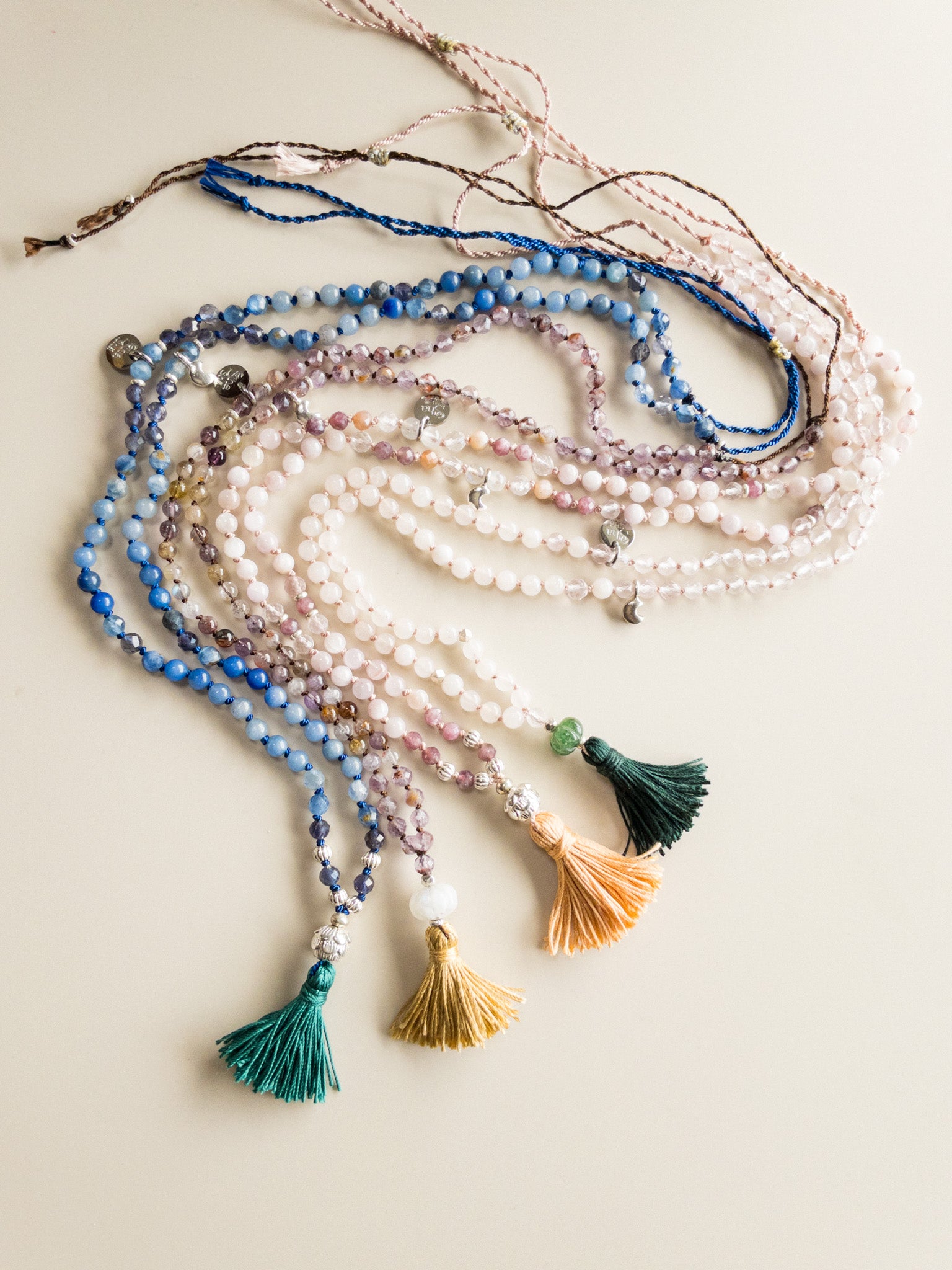« ROOTS » Mini Mala 108 perle - Quarzo rosa e quarzo verde fragola
