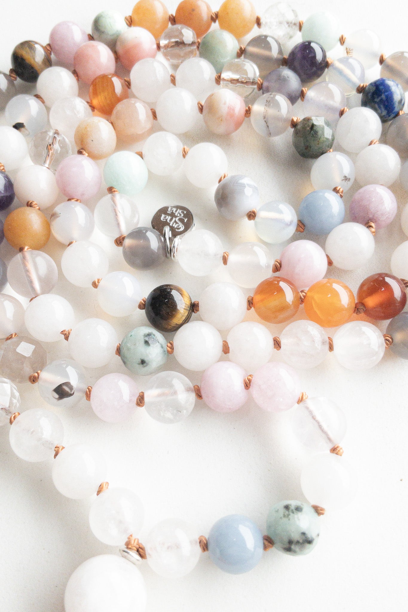 Cristal Flow Mala 108 beads - OceanEyes Collection - gemstone Japamala shop