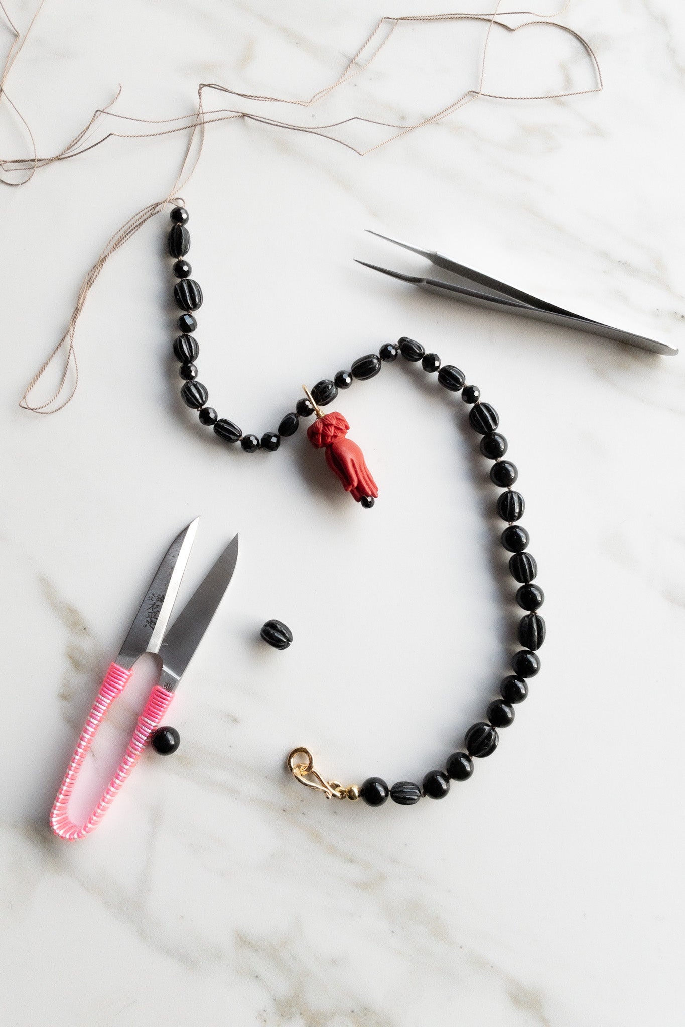 Namaste - Mala 54 beads - Black tourmaline & Onyx - Indradhanush . Shasha Yoga Jewellery - Mala necklace 