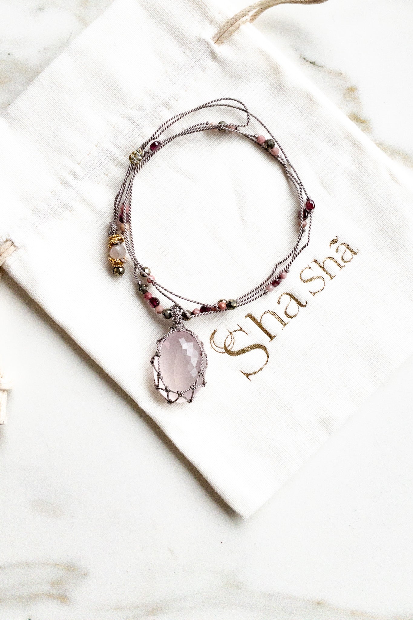 Rose Quartz « Aabha » Talisman - shashā gemstone jewellery 