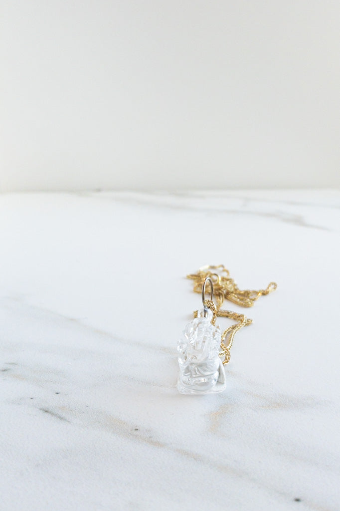 Pendentif Ganesha Ji | Aventurine jaune - Pierre de lune - Aventurine rouge - Quartz clair | DIVYA