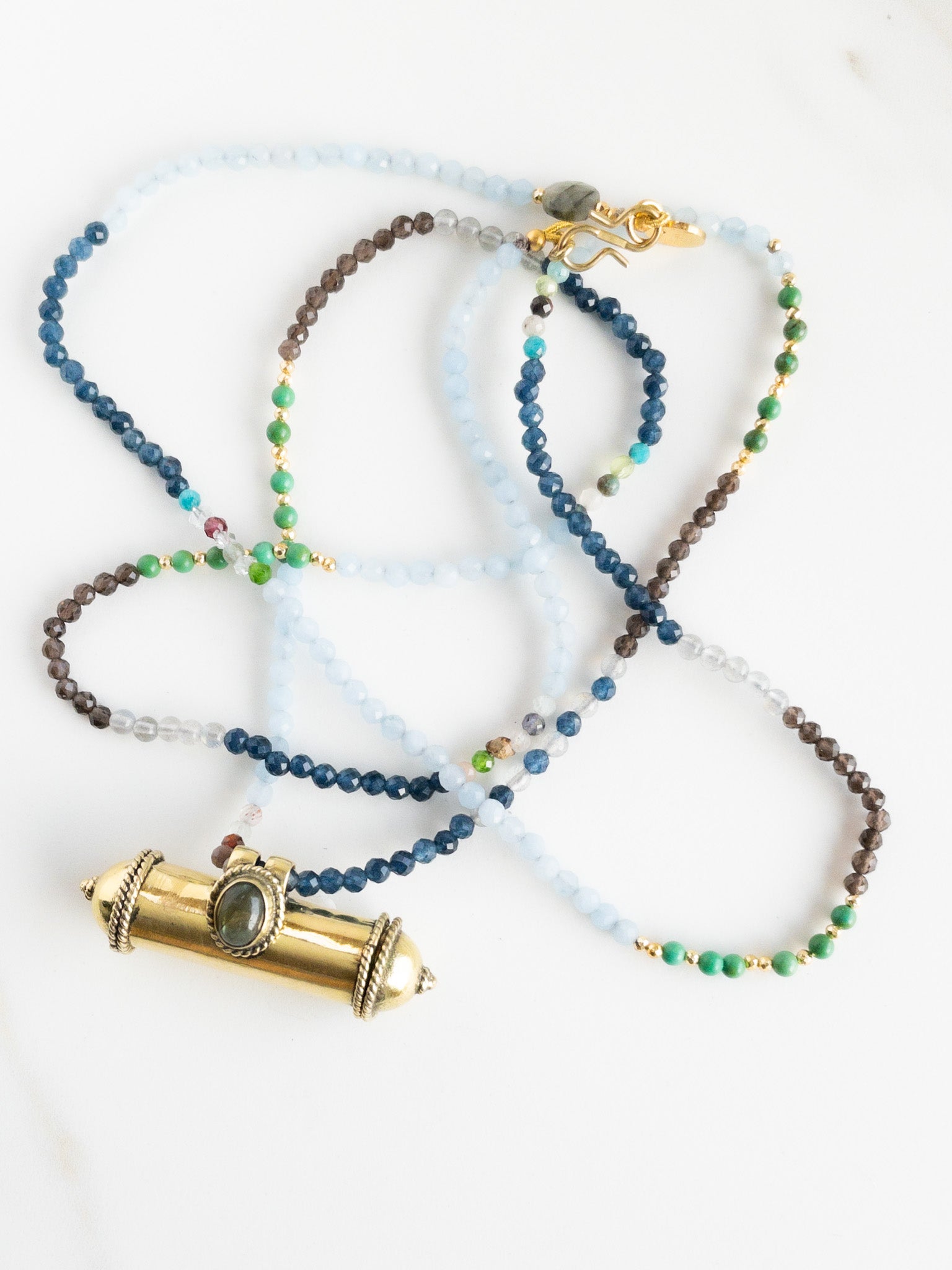KAVACHA Talisman - Labradorite gemstone - DIVYA Sacred Symbols - Prayer box - ShaSha Gemstone Jewellery 