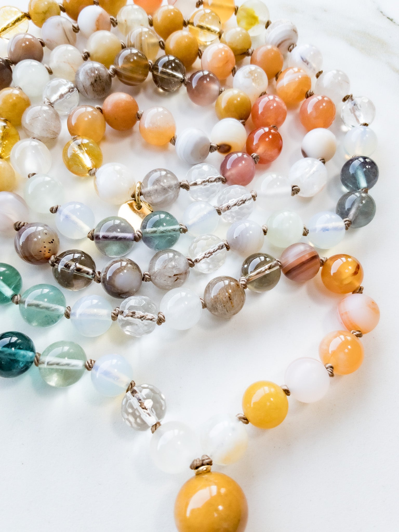 Golden Drift Mala 108 beads - OceanEyes Collection - ShaSha Yoga Jewellery Switzerland