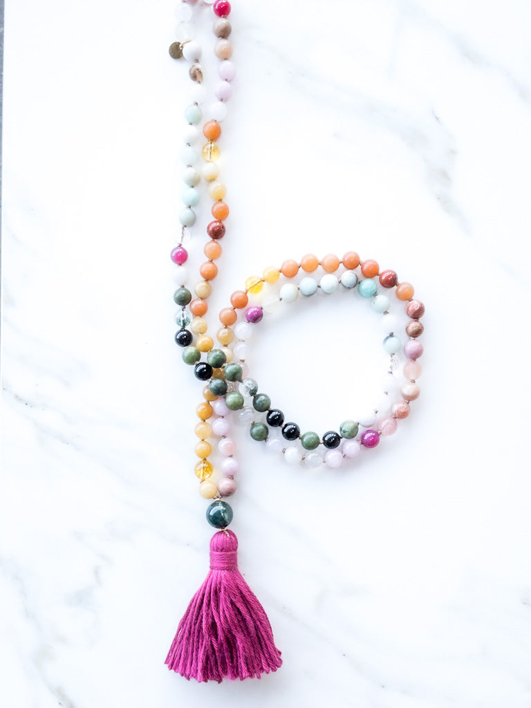 Full alignment Flow Mala 108 beads - OceanEyes Collection - Gemstone Japamala - ShaSha Yoga and meditation Jewelry