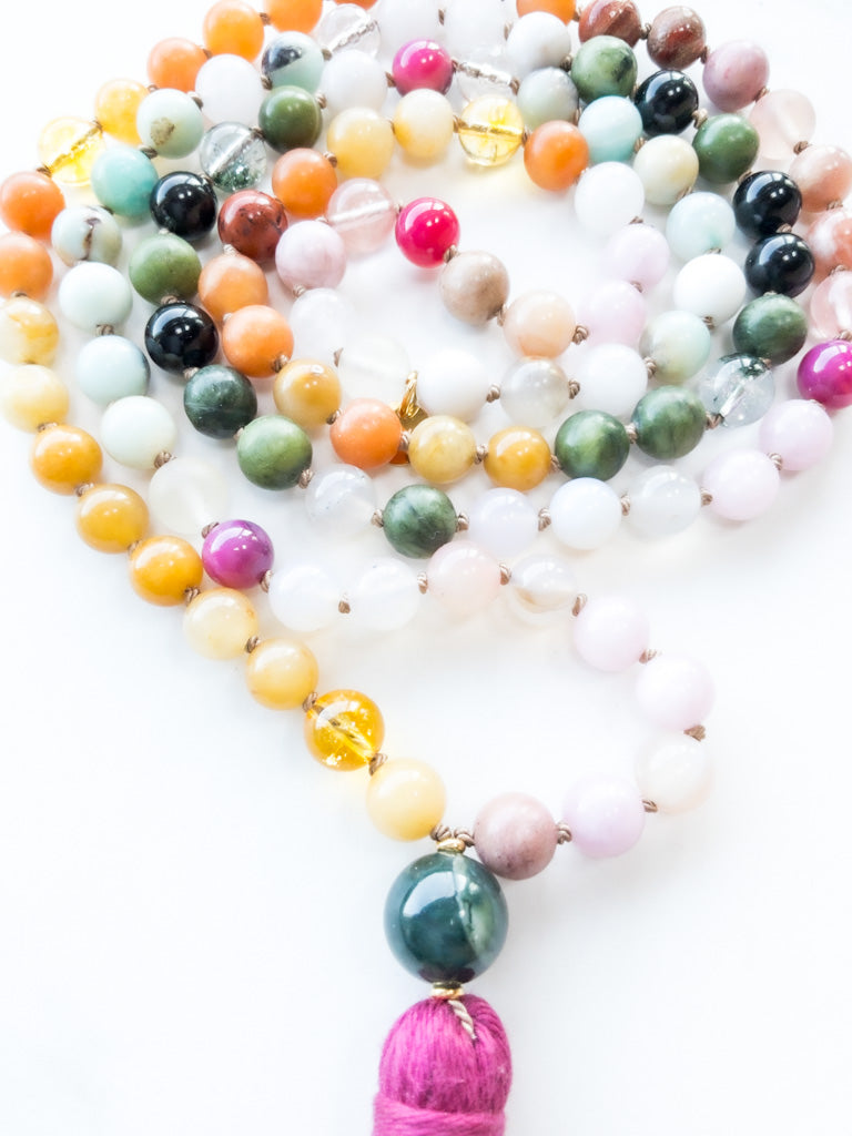 Full alignment Flow Mala 108 beads - OceanEyes Collection - Gemstone Japamala - ShaSha Yoga and meditation Jewelry
