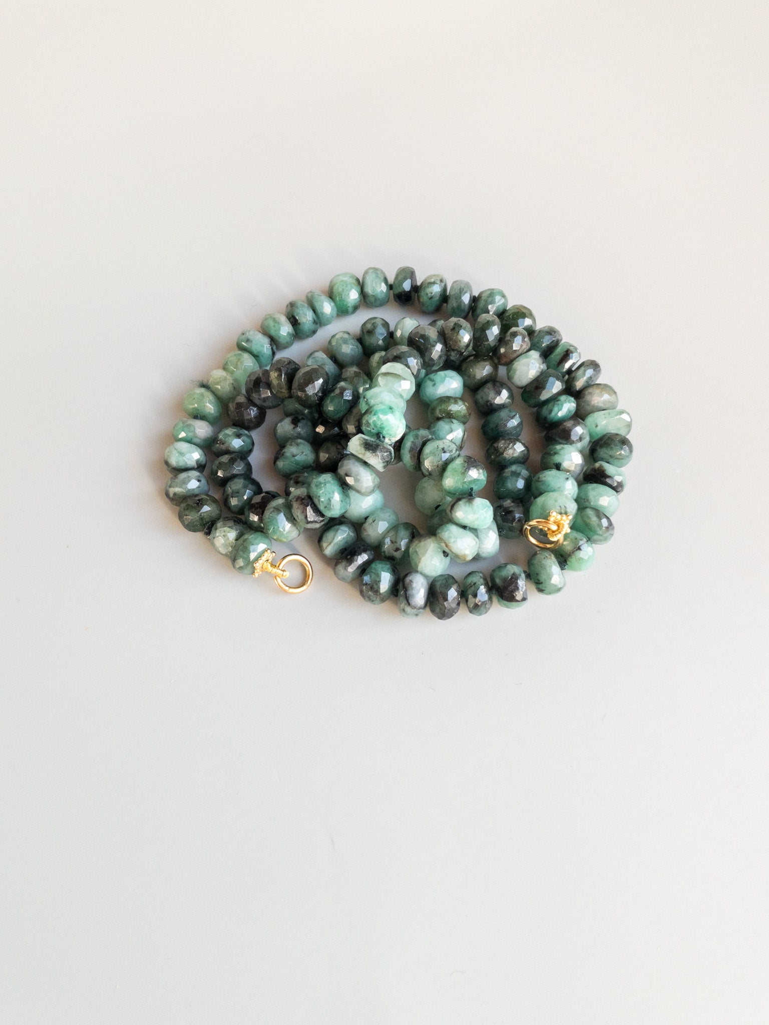 Sana Necklace - Emeralds faceted rondelle beads necklace  - DIVYA Collection - ShaSha Jewelry