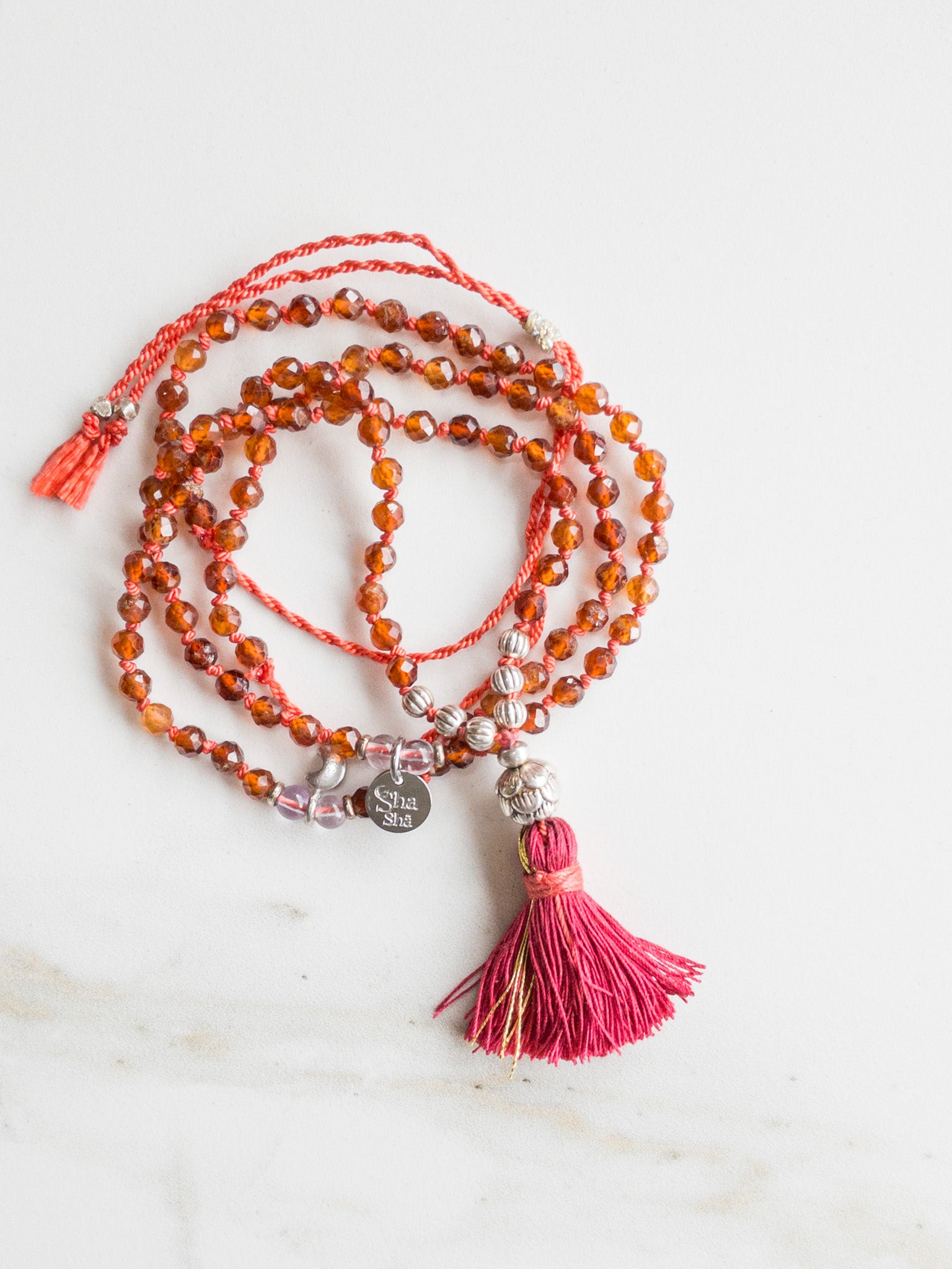 Mini Mala « Racines » 108 perles
 - Spessartine et améthyste
