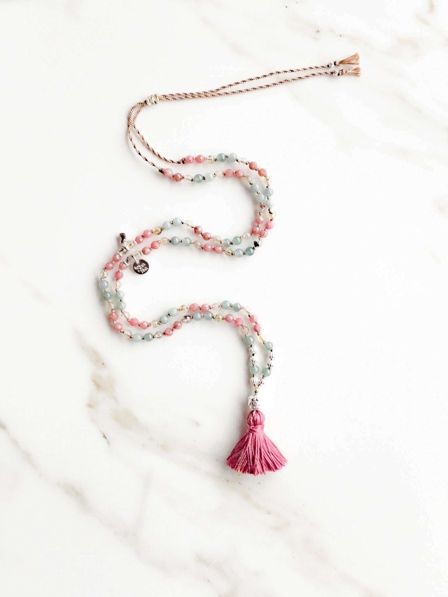 « Roots » Mini Japamala - Jade, Rutilated Quartz & Rhodonite / ShaSha Jewelry 