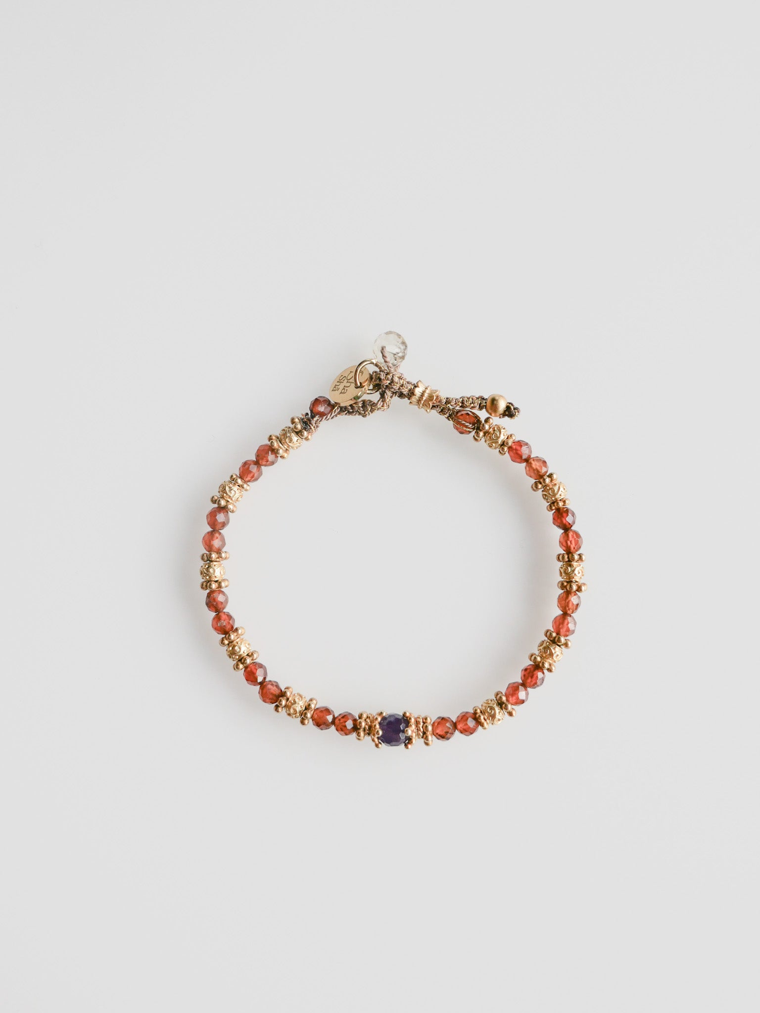 Manjari Bracelet - Macramé with light Garnet, Amethyst and Citrine