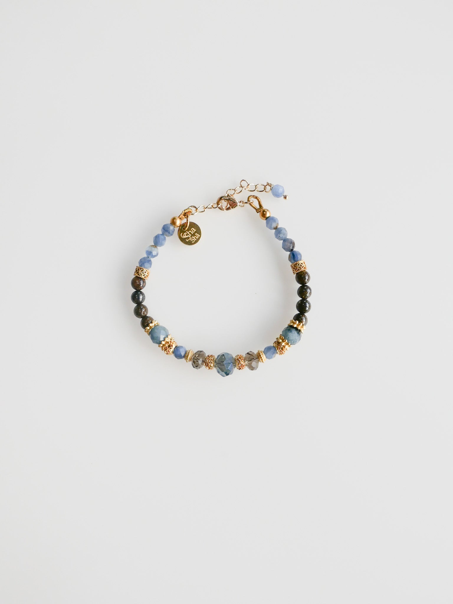 Manjari Bracelet - Kyanite, Bronzite, Smoky Quartz and Crystal - ShaSha Jewelry 