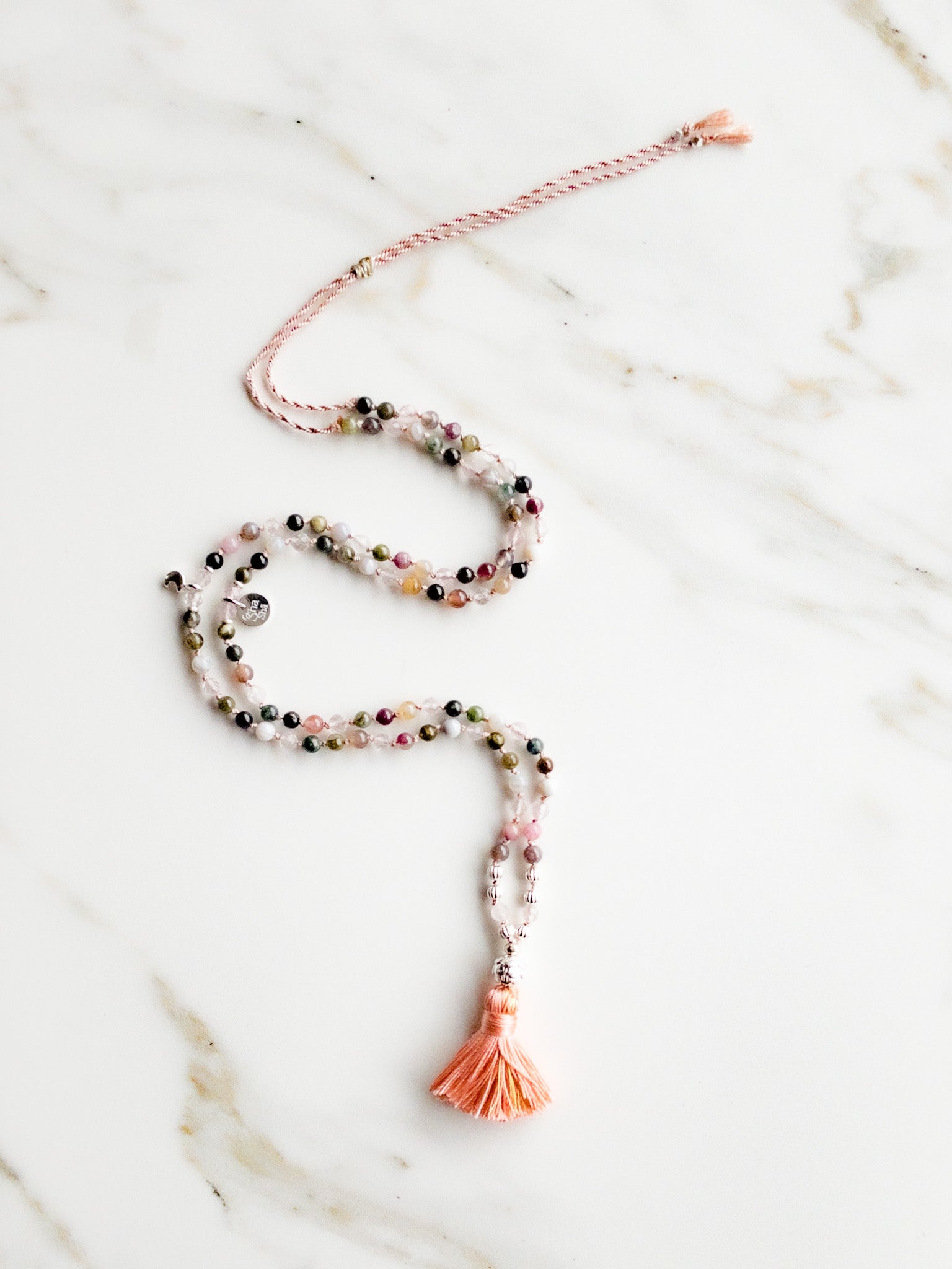 « Roots » Mini Japamala - Indian agate & Pink quartz - ShaSha Jewelry