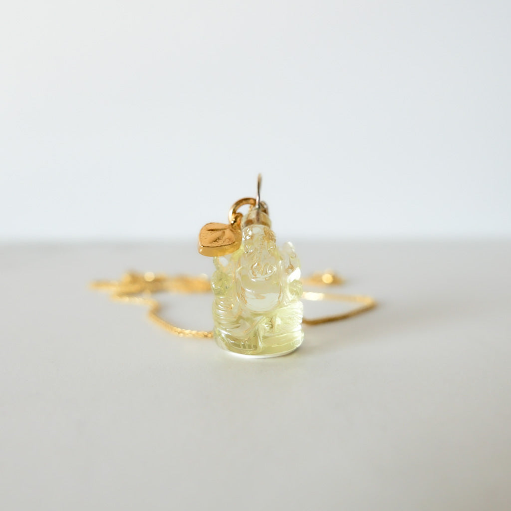 Pendentif Ganesha Ji | Oeil de tigre - Quartz citron - Onyx - Labradorite | DIVYA