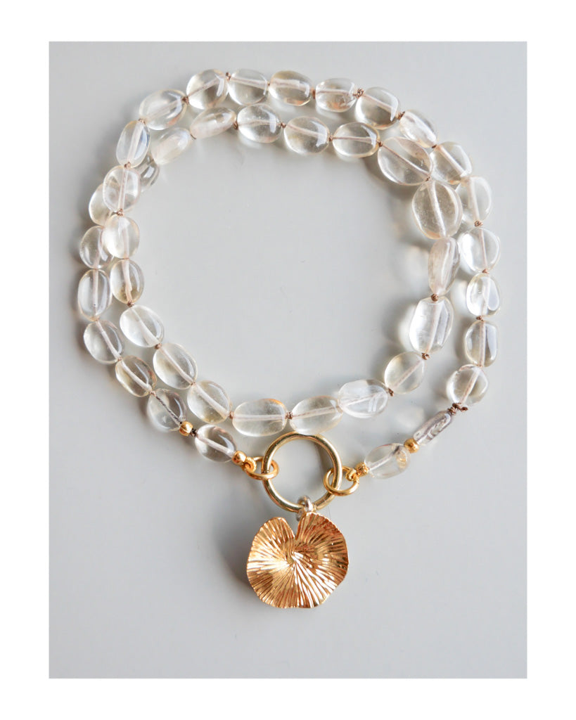 Citrine and lotus necklace - DIVYA - Shasha jewelry 