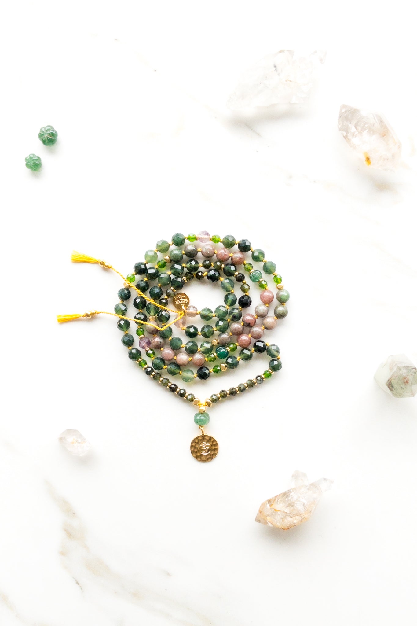 Mala of Serenity and Vitality - OM - Indradhanush- shashā meditation and yoga jewellery 