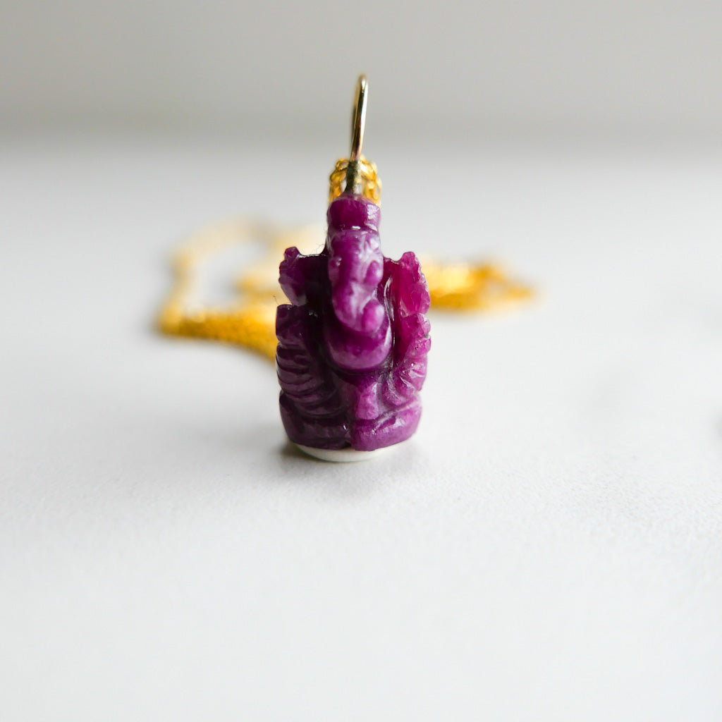 Ganesha Ji - Ruby - DIVYA Sacred Symbols - Handcarved - ShaSha Jewellery
