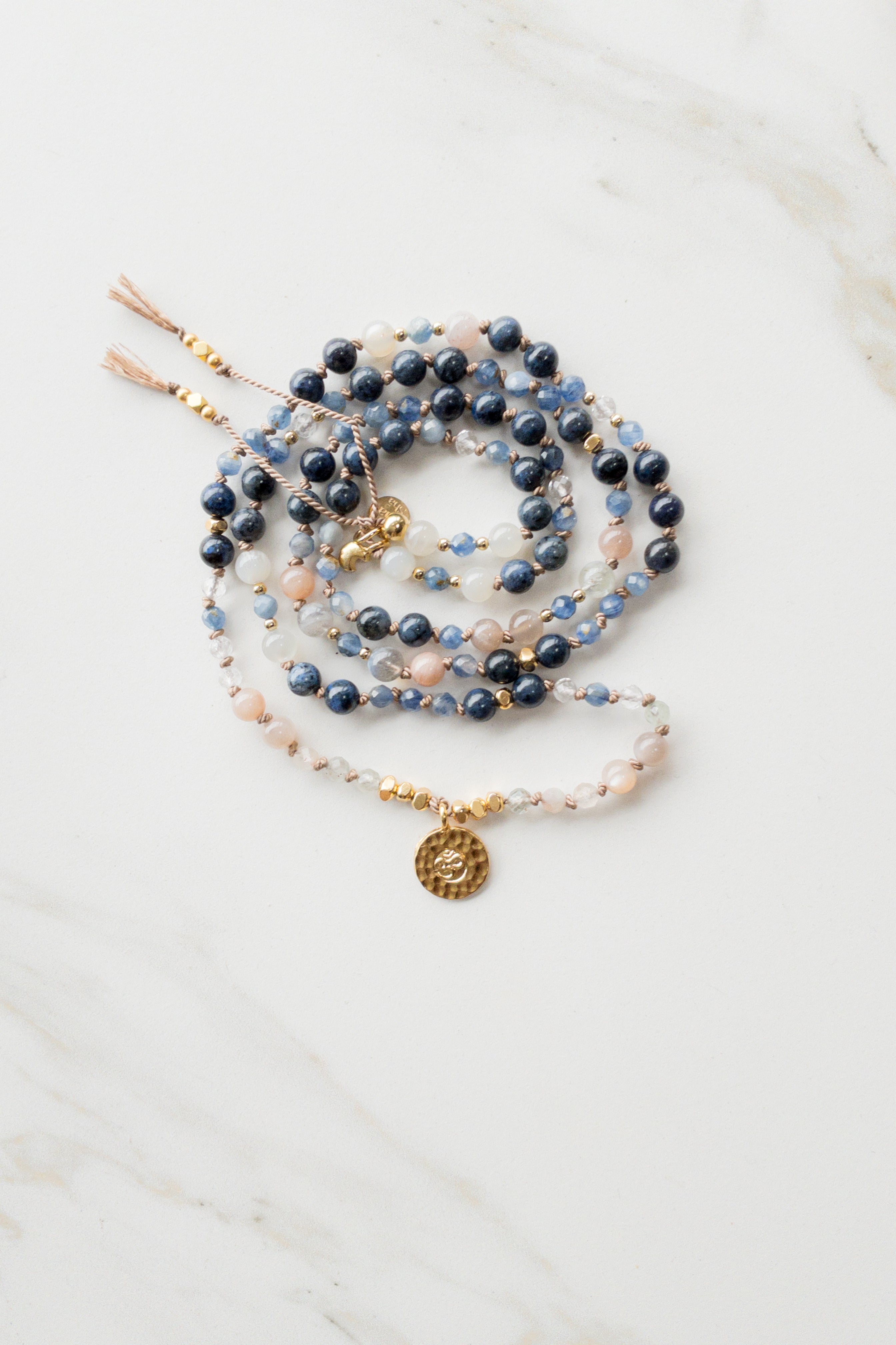 Tranquil Wisdom Mala - OM - Indradhanushshashā jewelry Switzerland - yoga and meditation necklaces 