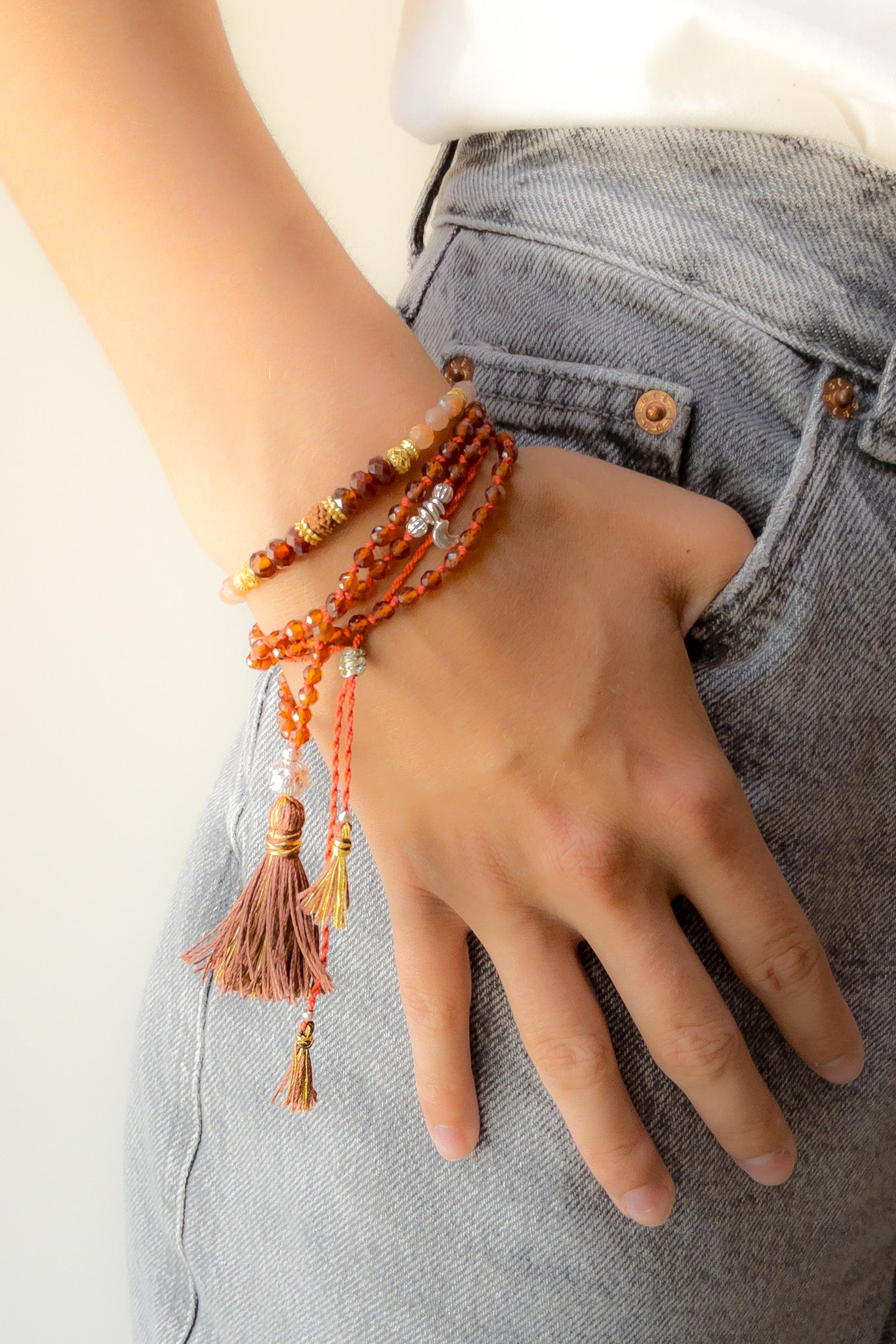 ShaSha "Racines" mini Mala 108 - Spessartine